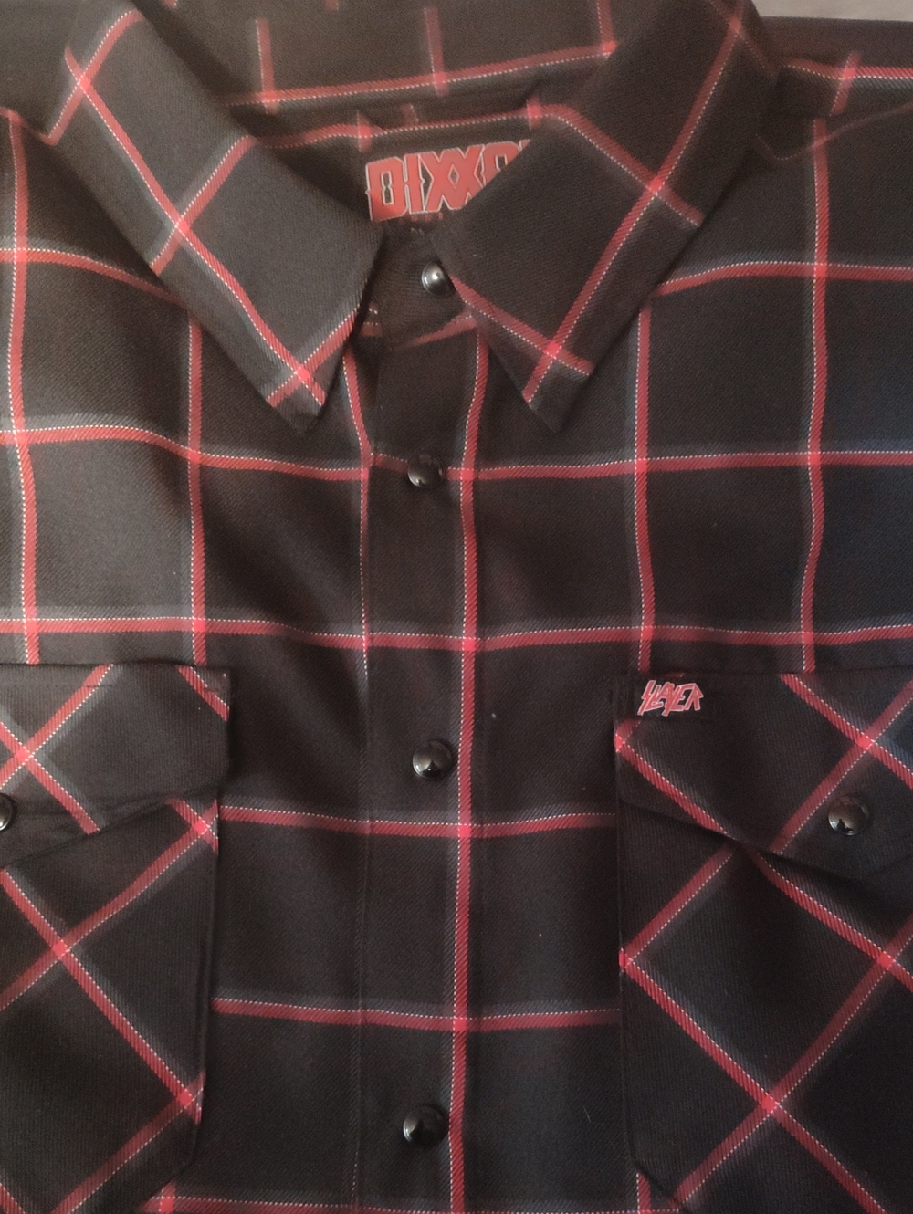 DIXXON SLAYER Black and Red Plaid Snap-Down Shirt RARE